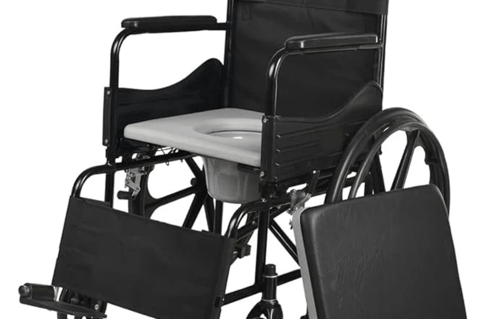 wheelchair with a commode
